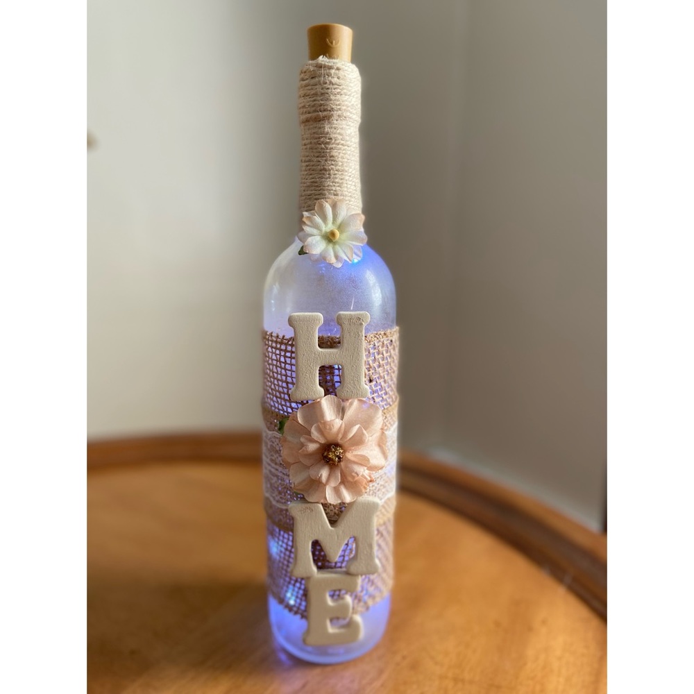 “Home” Wine Bottle Table Decor